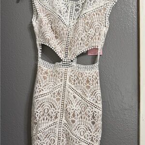Hello Molly White Lace Backless Dress